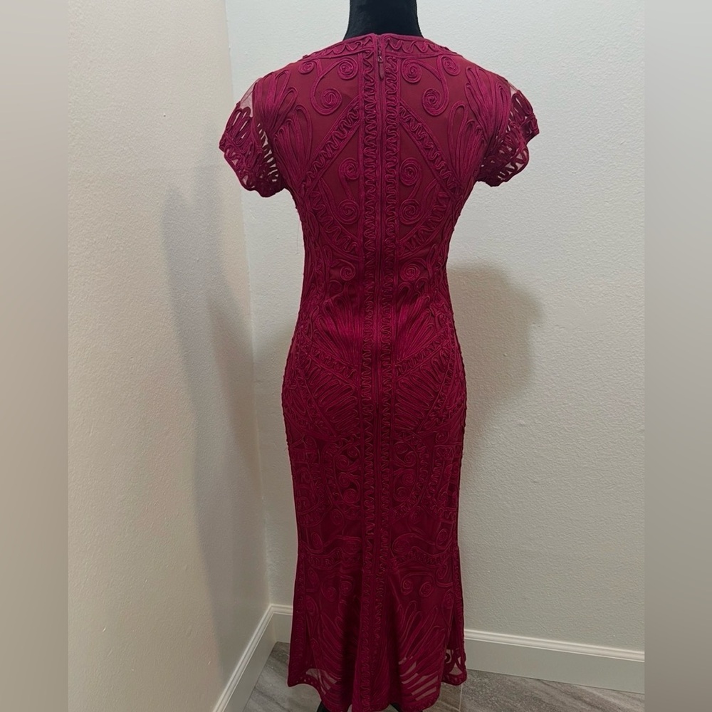 JS Collections Soutache Cocktail Midi Dress Purple- Dark Berry Size 6 - Picture 5 of 8